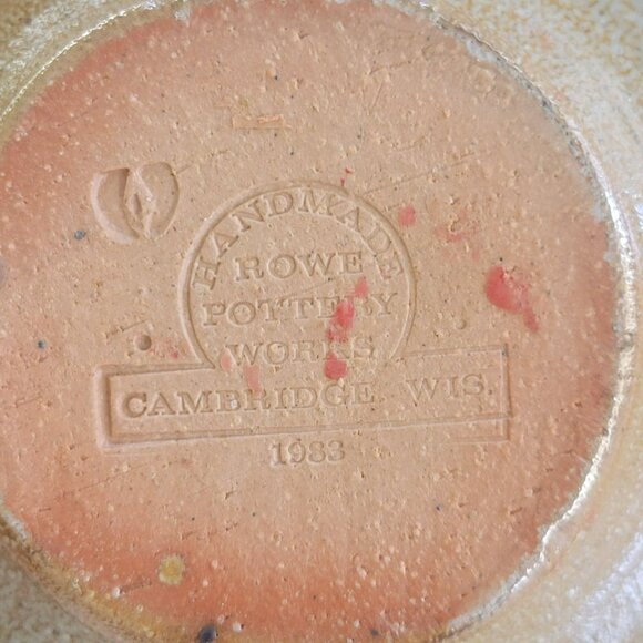 Vintage Rowe Pottery Candlestick Holder, Gray & Blue Salt Glazed Folk Art c.1982 - Picture 8 of 10